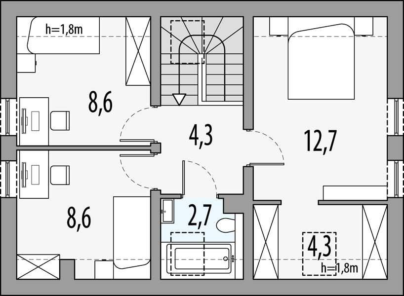 План 2 этажа дома DBE-6482-62 План 2 этажа дома DBE-6482-62