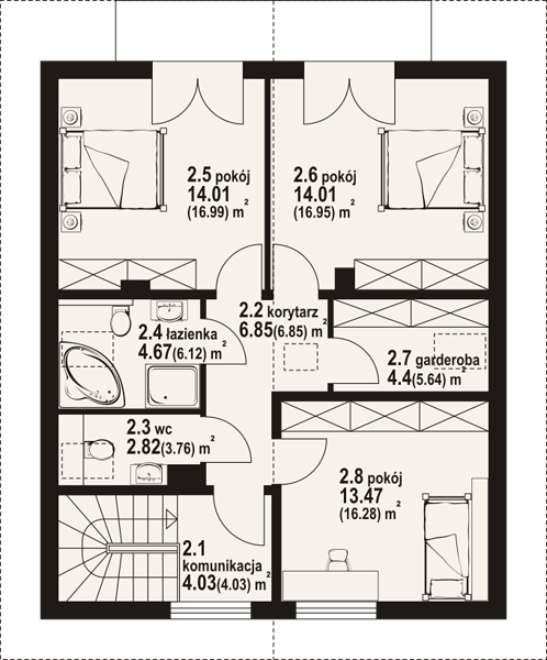 План 2 этажа дома HCD-5852-74 План 2 этажа дома HCD-5852-74